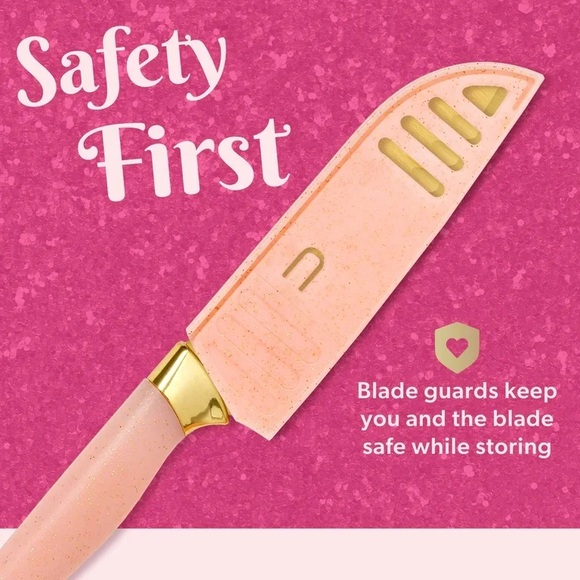 BNIB!Paris Hilton 6pc Stainless Steel Cutlery Set Bamboo Rev Cutting Board,Pink - Picture 8 of 10